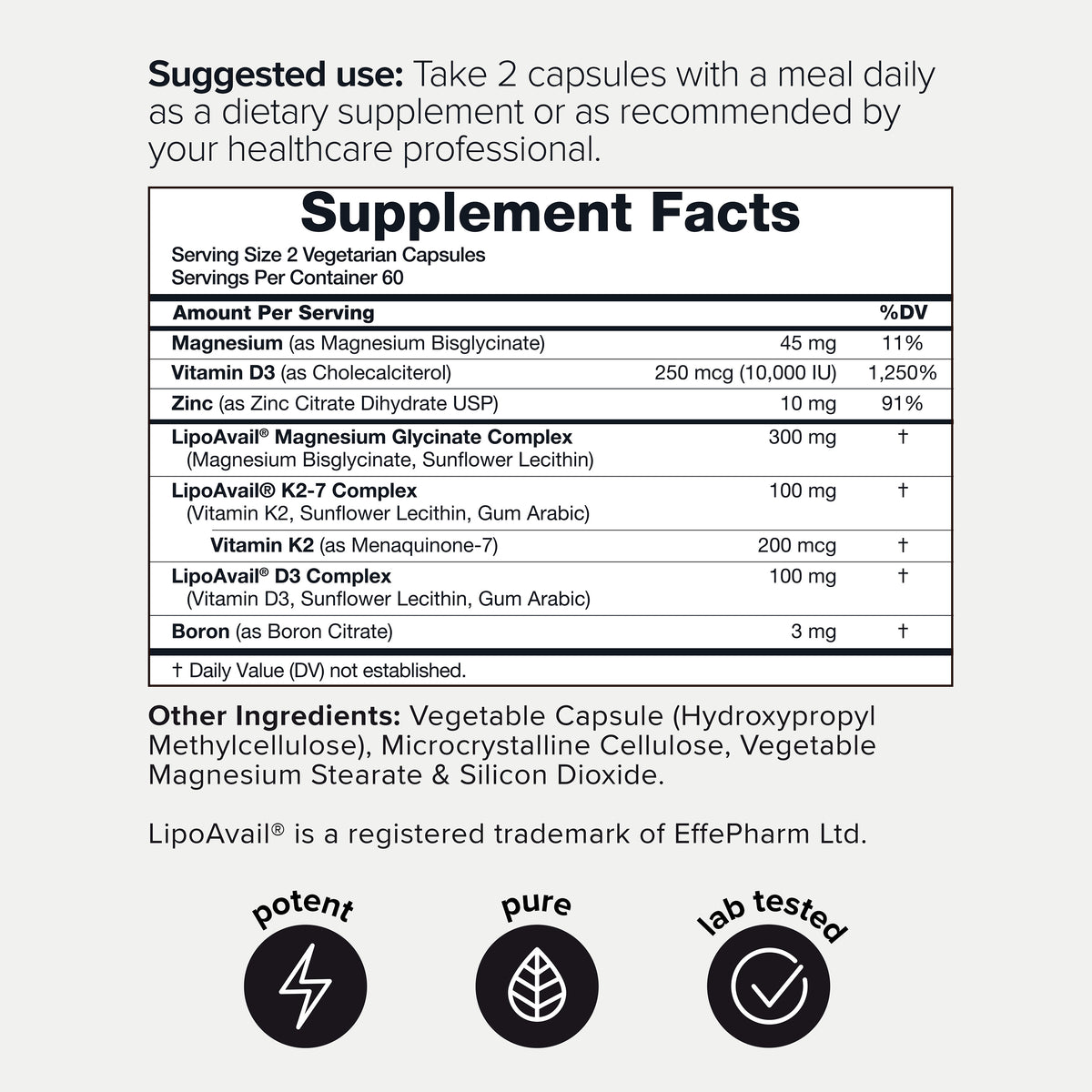Liposomal D3 + K2 & Magnesium 10,000 IU