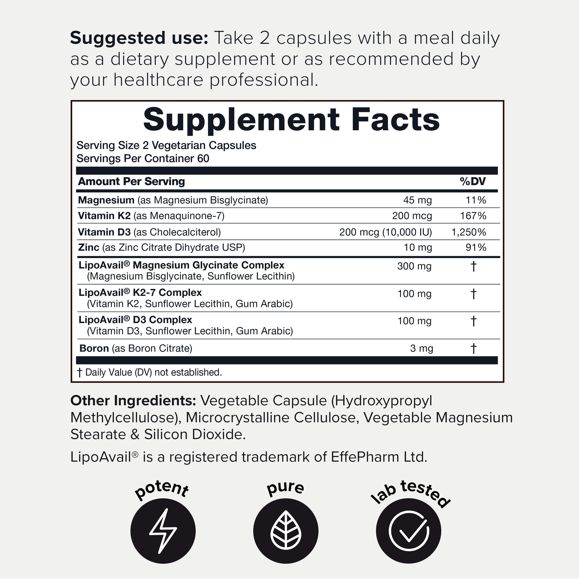 Liposomal D3 + K2 & Magnesium 10,000 IU
